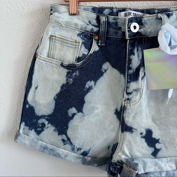 NWT Blue Savvy Acid Bleach Wash Denim Jean 100% Cotton Shorts 9 / 29 - Picture 9 of 10